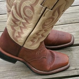 JUSTIN brown tan square toe cowboy boots
